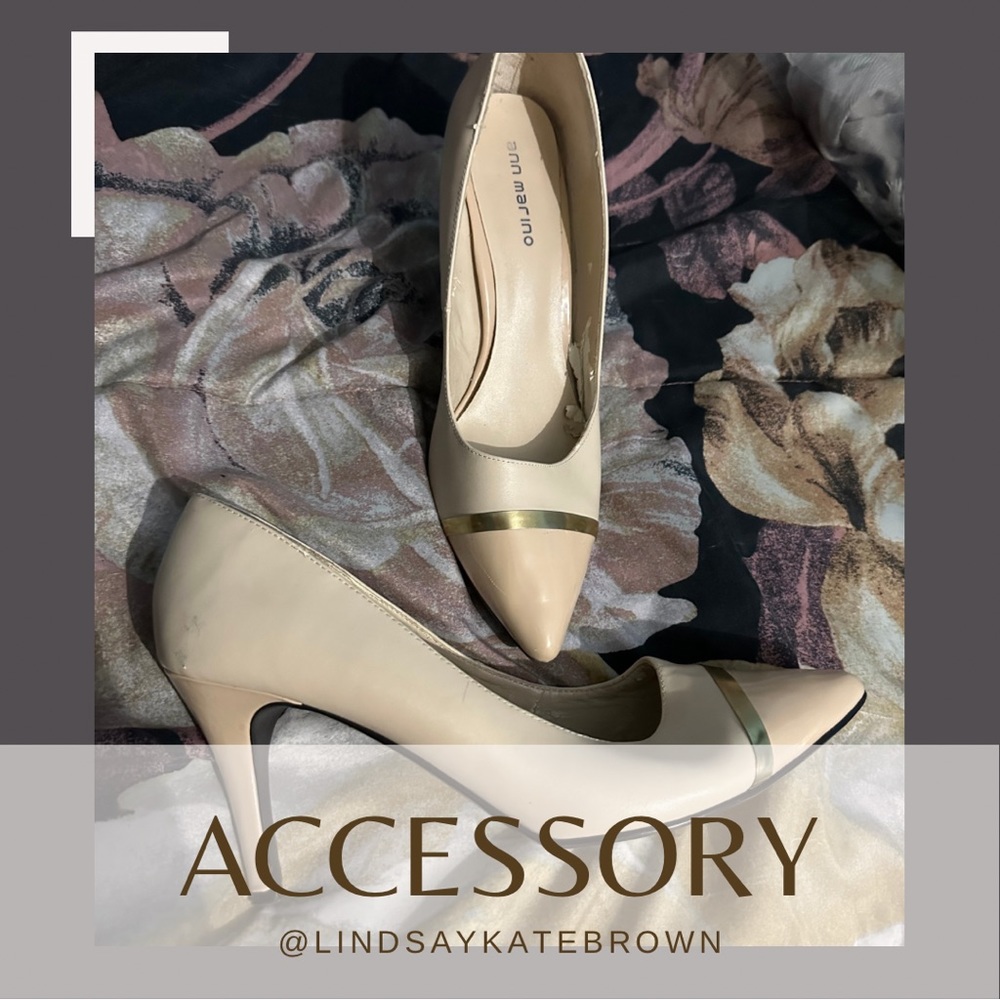 Anne Marino Cream with Gold Detail Heel